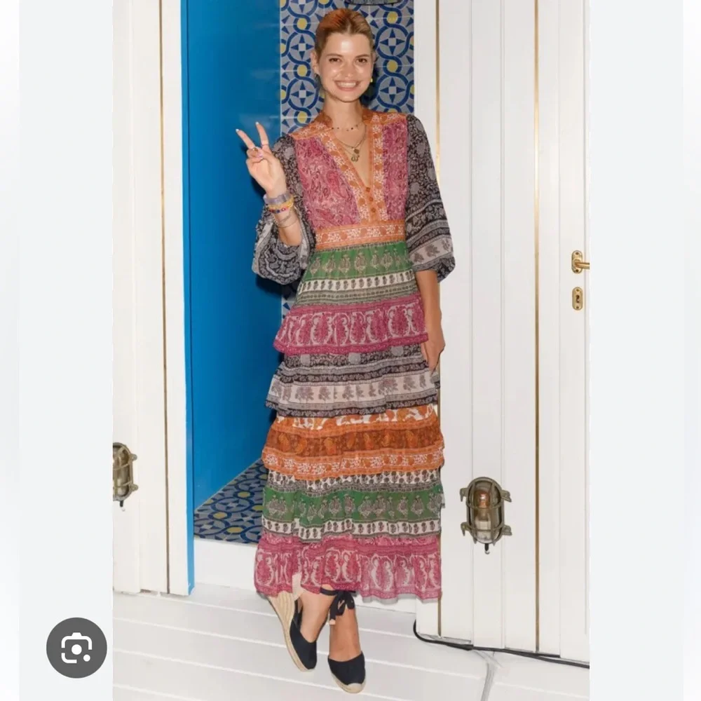 Zimmermann Amari Tiered Midi Dress - Picture 5 of 8